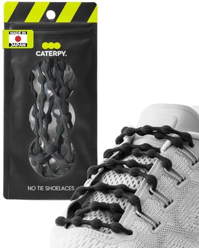 Caterpy RUN - Ultimate No Tie Shoelaces for Adults & Kids - Versatile & Easy-to-Use Shoe Laces - Jaguar Black, Small, Single Pack