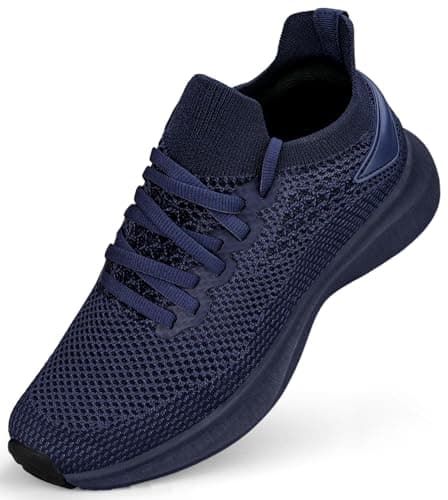 Abboos Womens Athletic Walking Shoes Sports Shoes Gym Slip On Running Lightweight Tennis Sneakers All Blue Size 8