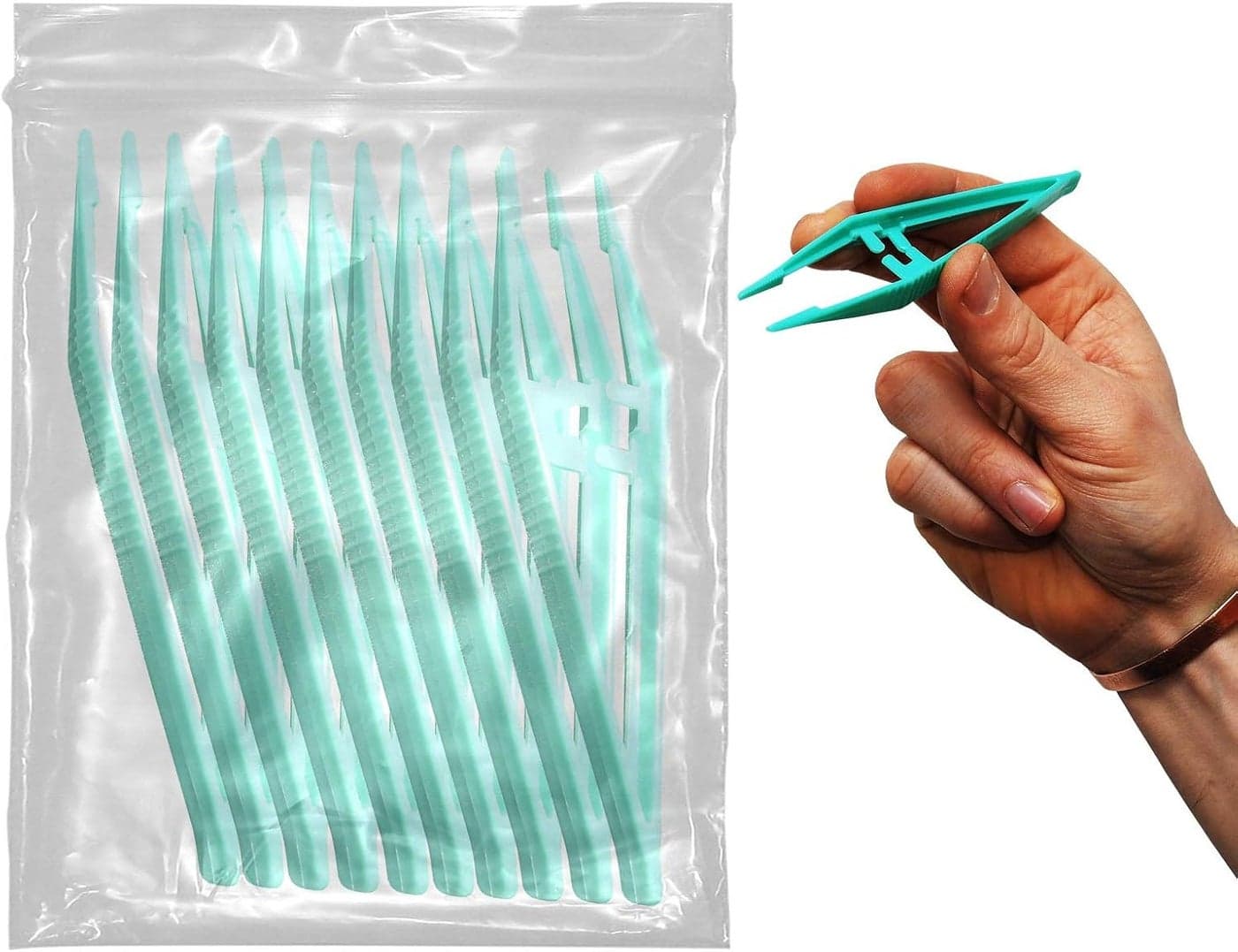 50 Pack Qualicare 125cm Medical First Aid Disposable Plastic Forceps Tweezers