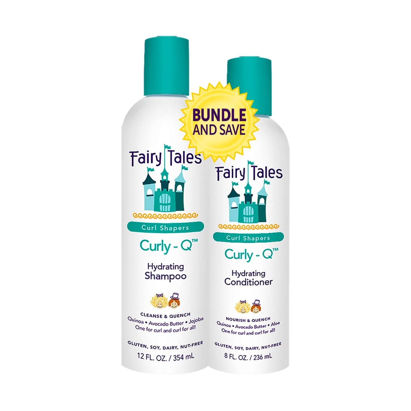 Fairy Tales Curly Q Hydrating Shampoo and Conditioner Set Paraben Sulfate Gluten Nut Free For All Curl Types Including Multi Cultural Hair