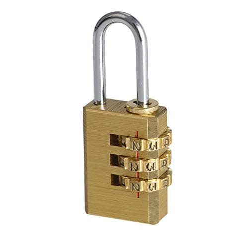 Volo 3 Digit Brass Re-Settable Combination Padlock/Password Lock/resettable Combination Lock for Travel Bags, Travel Lock. (1pcs)