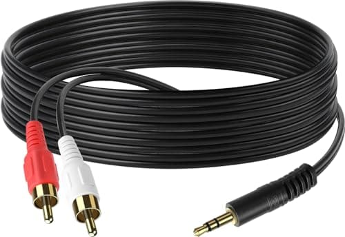 PASOW 3.5mm Stereo Male to 2RCA Male (Right and Left) RCA Audio Cable (10 Feet)