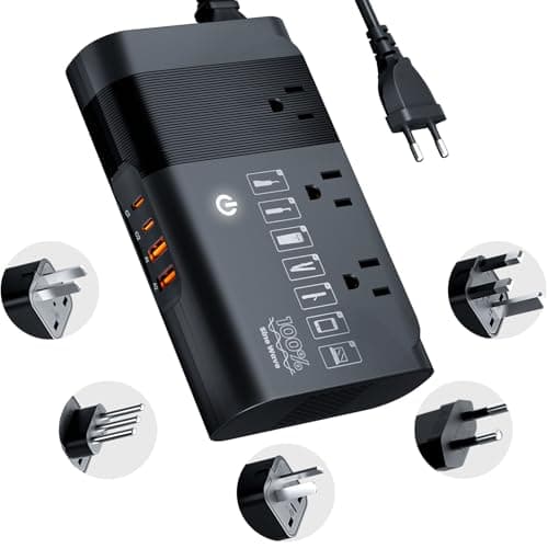 DOACE 220v to 110v Voltage Converter for European Travel: Max 500W Pure Sine Wave Voltage Converter US to Europe - 220 to 110 International Power Adapter Plug Combo Step Down Transformer Black