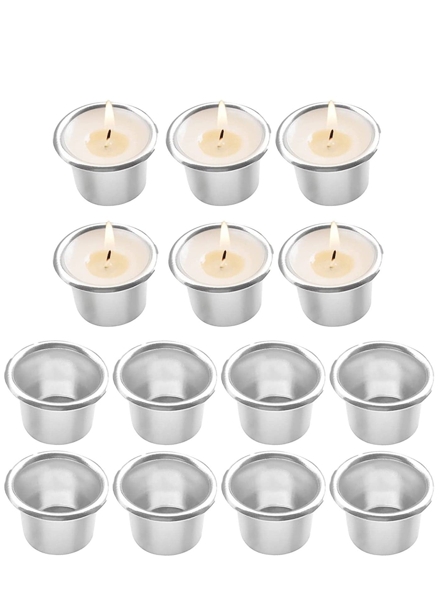 30 Pieces Metal Candle Cups, Decorative Candlestick Holder Prevents from Wax Dripping DIY Tealight Candle Holders for Lamp or Candle Making, Home, Wedding