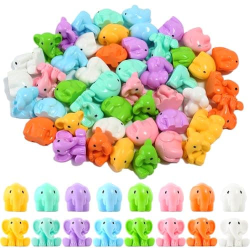FXMHEHBB 48 Pieces Small Elephant Figurine 8 Colors Miniature Animal Figurines Tiny Resin Elephants to Hide for Landscape Garden DIY Craft Home Decor