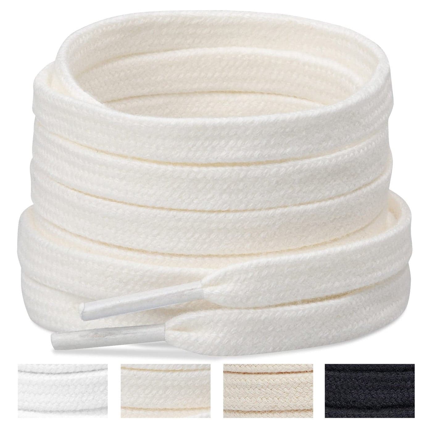 Handshop Wide Flat Athletic Shoelaces 5/16"(2 Pair) - Shoe Laces for Sneakers and Casual Shoes Replacements Off White 47 inch (120cm)