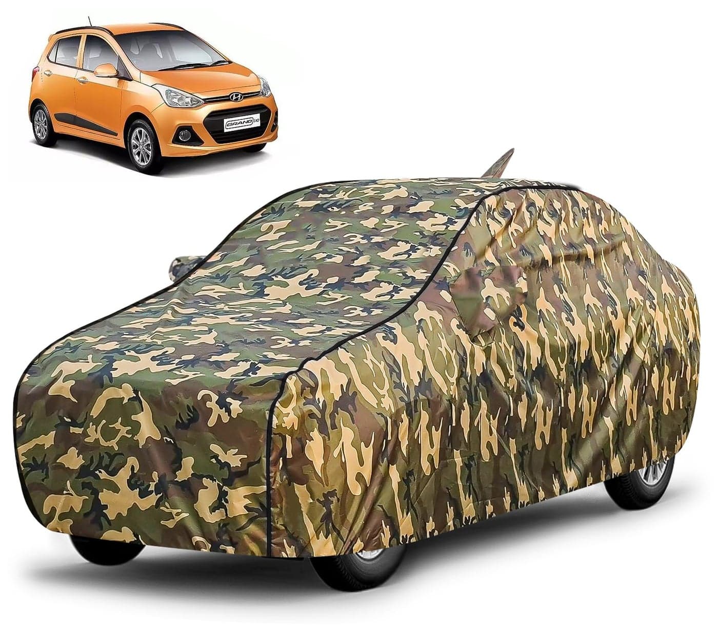 FABTEC Waterproof Car Body Cover for Tata Nexon with Mirror Pocket, Triple Stitched (Military, Jungle Print, Camouflage Design)