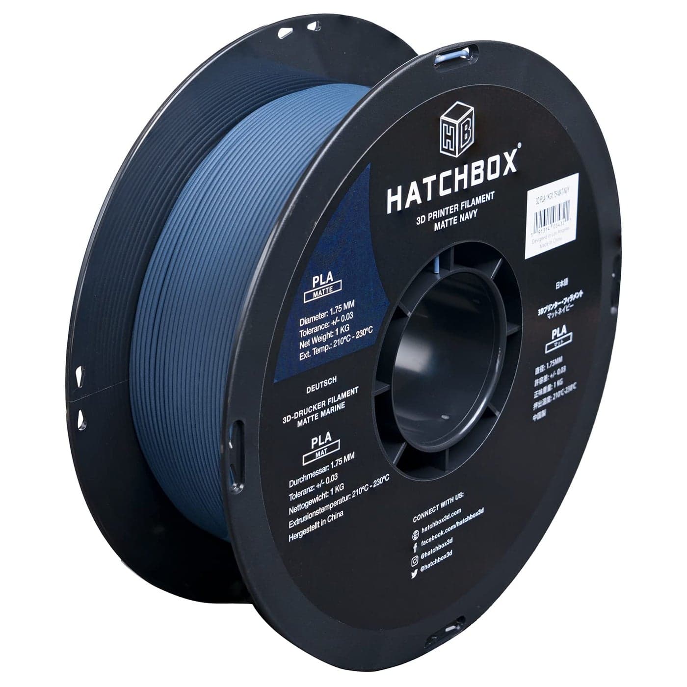 HATCHBOX Matte PLA 3D Printer Filament Dimensional Accuracy 003 mm 1 kg Spool 175 mm Navy