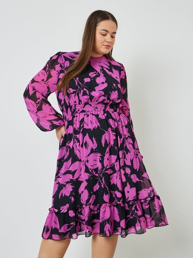 Plus Size All Over Print Midi Dress — 20