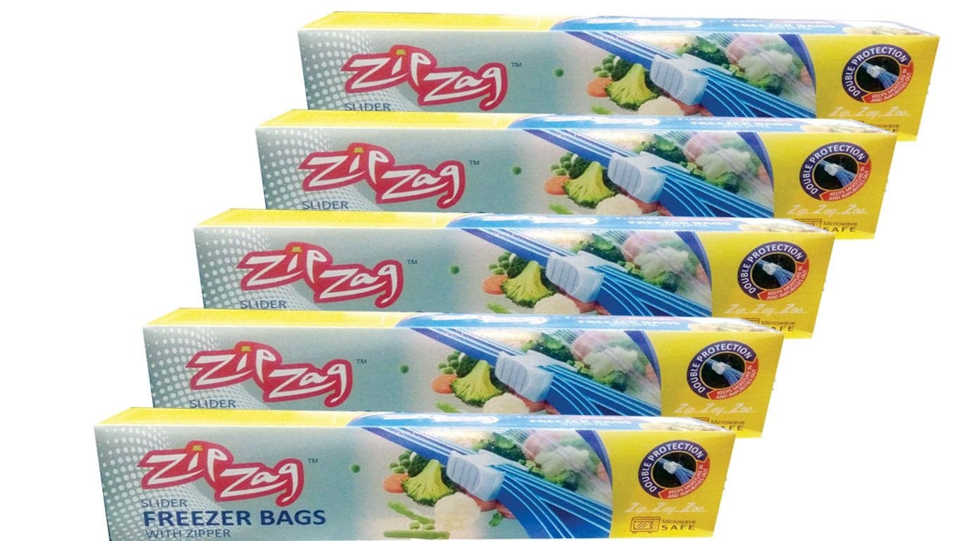 ZIPZAG Zipper Seal Freezer Food Storage Bags Size (11" X 11"), Pack of 04 = 40 Bags,Freezer Microwave Safe, Convinient and Re-Usable Bags