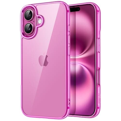 JETech Case for iPhone 16 Plus 6.7-Inch, Non-Yellowing Shockproof Phone Bumper Cover, Anti-Scratch Clear Back (Pink)