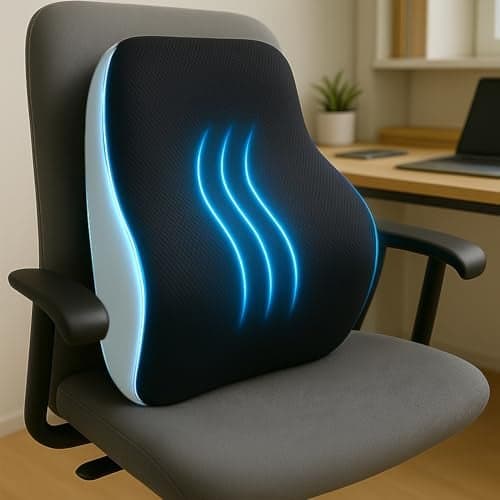 Sleepsia Back Support for Office Chair with 1 Year Warranty Lumbar Support Pillow for Office Chair for Back Pain, Car Seat, Memory Foam (Black/Grey Lumbar Back Support (Memory Foam))