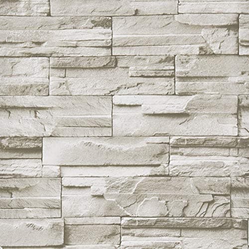 WENMER Beige Stone Peel and Stick Wallpaper 17.7" x 118" 3D Wallpaper Faux Brick Wallpaper Textured Stone Wall Paper Brick Self Adhesive Removable Wallpaper for Kitchen Backsplash Walls