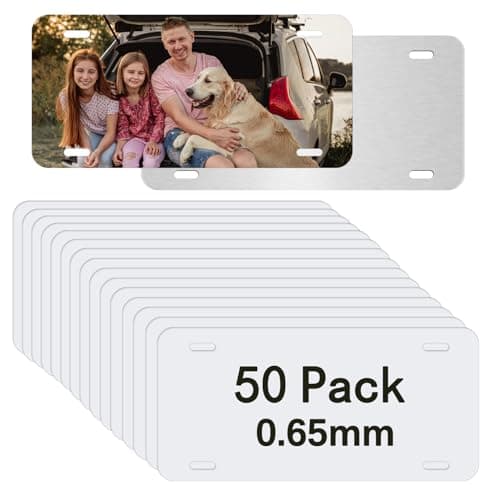 50 PCS Sublimation License Plate Blanks 6"X12" x 0.65mm,White Metal Aluminum Automotive Front License Plate Tag