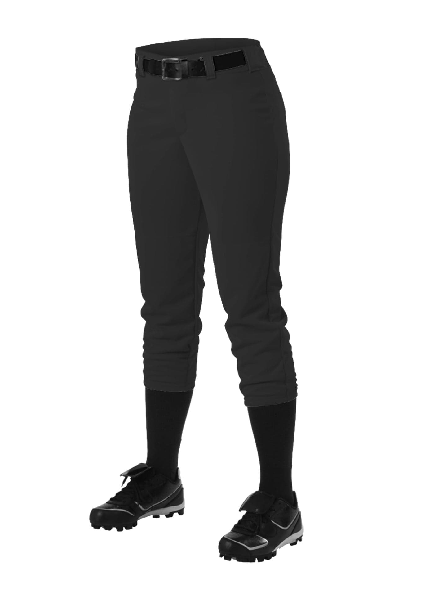 Alleson Athletic Girls Belt Loop Fastpitch Pant, Black, Medium