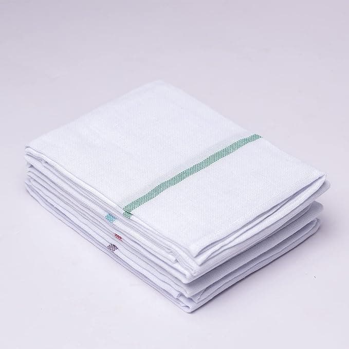 YATTA Traditional Thorthu Kerala Towel Cotton Small Size | Pack of 2 | Size - 44 inch | End Stitched Thorth | Kerala Thorthu White Cotton Towels for Bath | Light Weight, Quick Dry | 130gsm