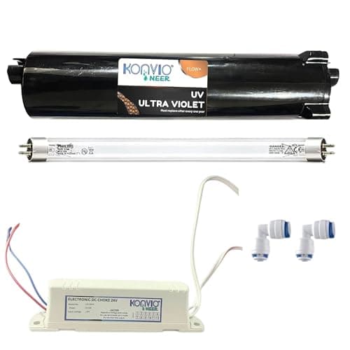 Konvio Neer UV Water Filter Kit with Quartz Glass ABS Plastic Barrel, With Phil!ps Lamp & Choke – Compatible with All Water Purifiers (Quartz Glass 24V UV kit)
