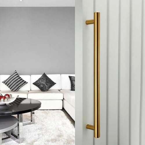 LAPO Luxury 12-Inch Door Handle for Main Door PVD Matt Gold Stainless Steel Door Pull Handle for Home, Office, Hotel - Suitable for Wooden and Glass Doors-Pack of 1 | Gold Finish | 3 Years Warranty