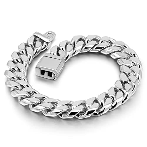 Dankadi Men 925 Sterling Silver Solid Miami Cuban Link Chain Bracelet 12MM- Curb Cuban Bangle 7" 7.5" 8" 8.5" 9" 9.5" 10" Thick Big Link Man Jewelry Gift (Hidden Safety Clasp 12MM, 8 inches)