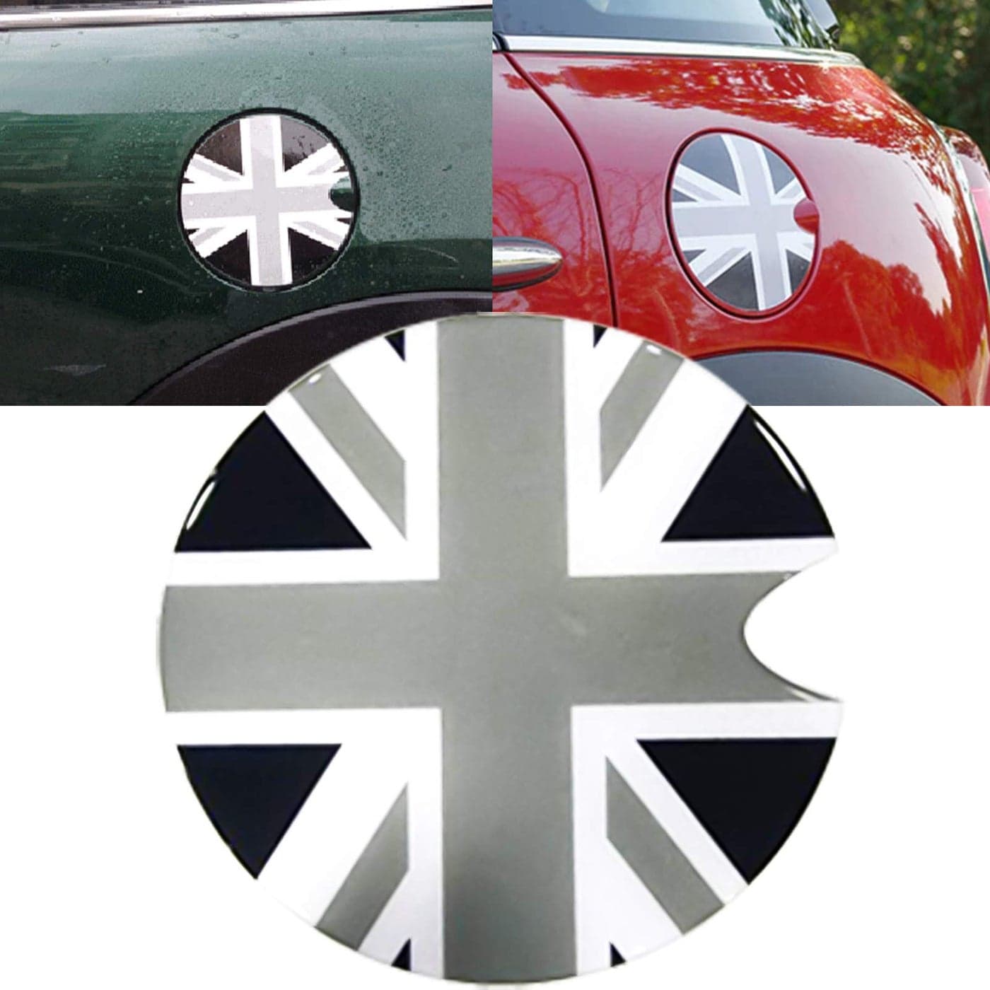 Xotic Tech Gas Cap Ultra Thick Union Jack Flag Plastic Vinyl Sticker Cover Compatible with Mini CooperBlack