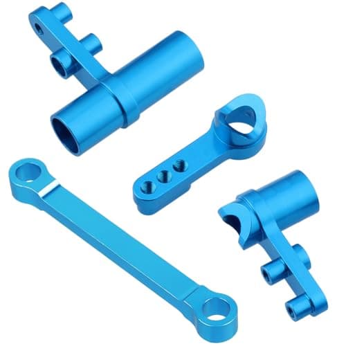 Hobbypark 122057 Aluminum Servo Saver Complete Set Ackerman Plate Blue for Exceed RC HSP Redcat Shockwave Tornado Epx (PRO) S30 Volcano Epx (PRO) S30 1/10 Upgrade Parts 02025 Buggy Truck