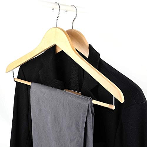 ROLLYWARE Hanger India's First Unique Design Wooden Hanger with Locking Bar for Clothes - Wardrobe, Coat, Sarees, Pants,Clothes Locking Bar Hanger (Set of 9)