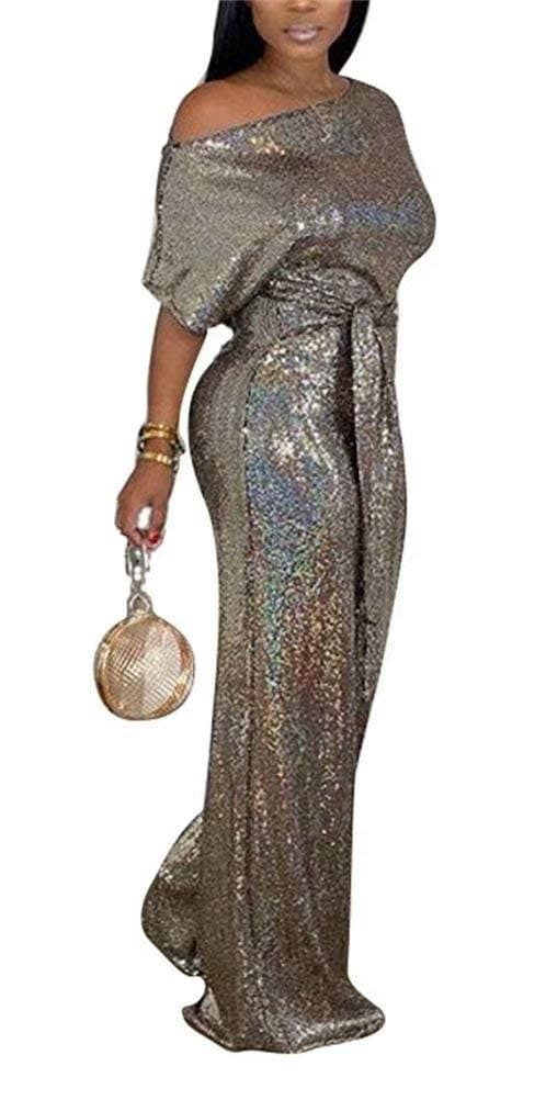LKOUS Womens Evening Sparkly Jumpsuits for Evening Cocktail Prom Club and Party ChristmasHurricane