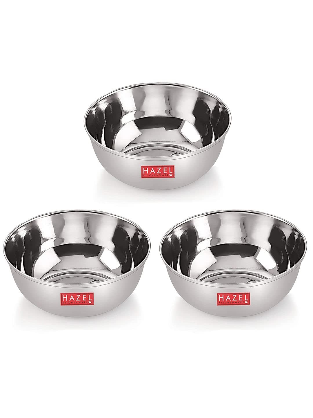 HAZEL Stainless Steel Bowl Vati | Steel Bowl Set for Kitchen | Dinner Bowl Katori Serving Wati, 200 ML, Set of 3