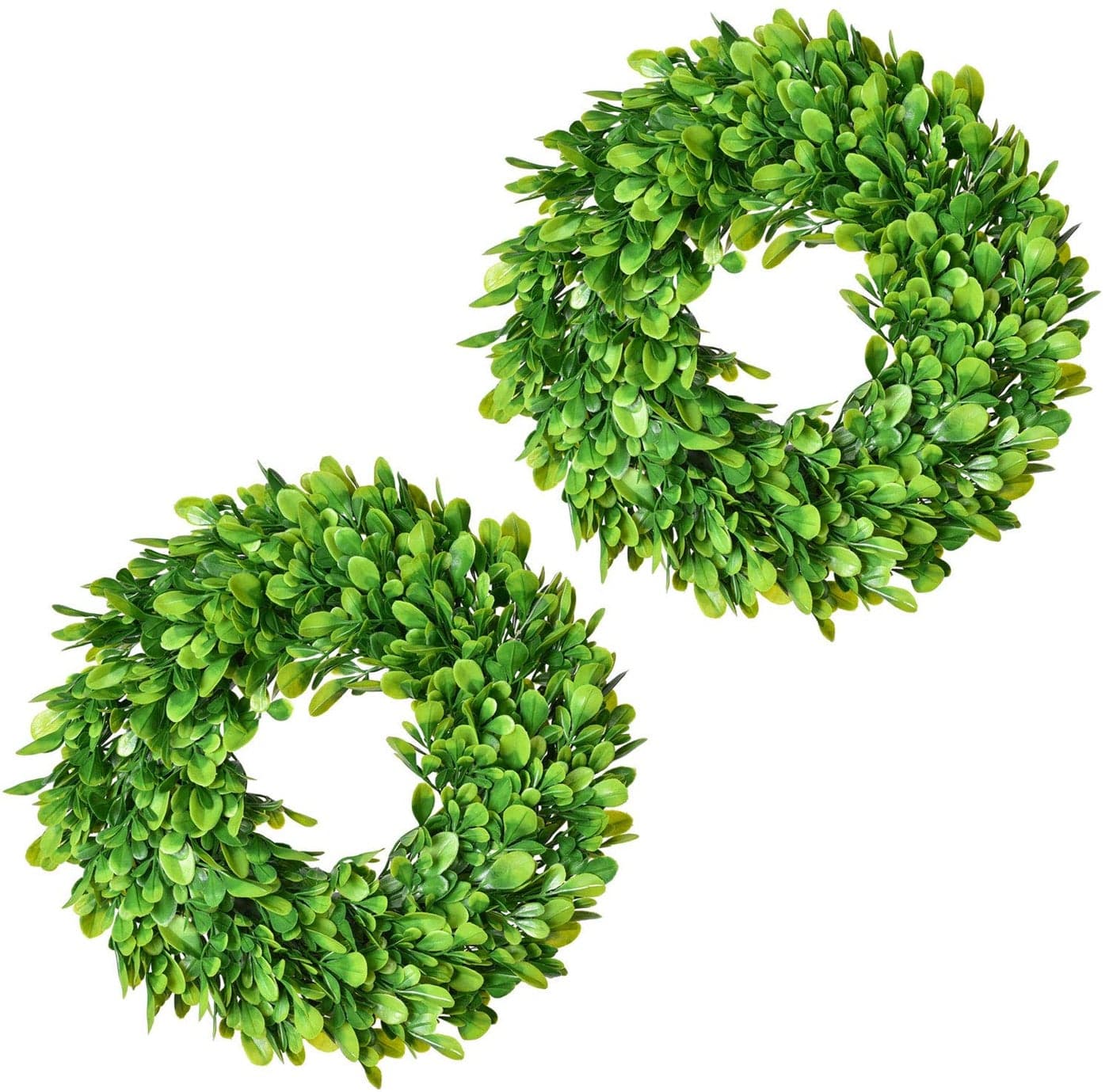 Lvydec 2 Pack Artificial Boxwood Wreath 11 Mini Green Wreath for Wall Window Table Decoration