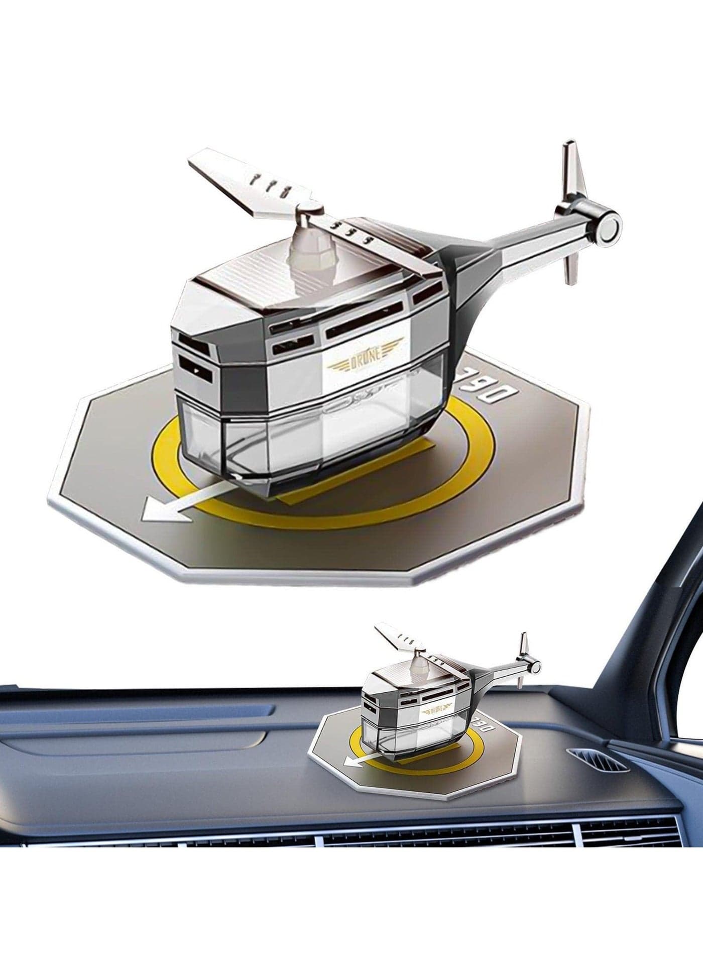 Car Helicopter Solar Aromatherapy Air Freshener | Auto-Rotating Airplane Design Diffuser - Lasting Light Fragrance for & Home Interior Decoration and Purification