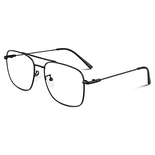 LINVO Fake Glasses Non-Prescription Clear Lens Metal Frame Fashion Eyewear for Women Men