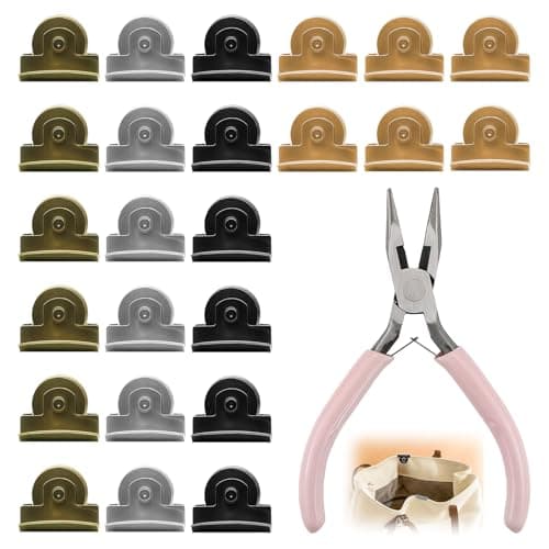 24 Pairs Seamless Magnetic Snaps for Purses and Totes Ideal for Bags Clothing Sewing and Craft Projects Metal Closures in Gold Silver Gunmetal Copper 4 ColorsTweezers