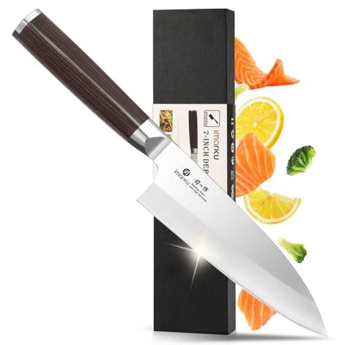 imarku 7 Inch Deba Knife,Ultra Sharp Sushi Knife,Ultimate Japanese Kitchen Knife with Stainless Steel Single Bevel,Fish Fillet Knifes for Fish Cutting with Ergonomic Wood Handle, Fathers Day