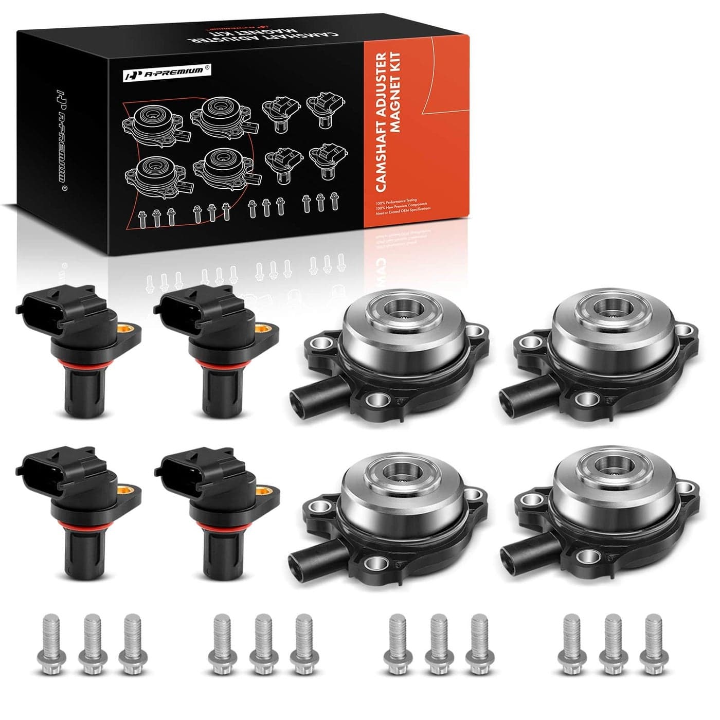 APremium 4PC Camshaft Position Sensor 4PC Camshaft Adjuster Magnet Solenoid Kit Compatible with MercedesBenz Vehicles 20062015 C CLK CLS E G GL GLK ML R S SLK Intake Exhaust