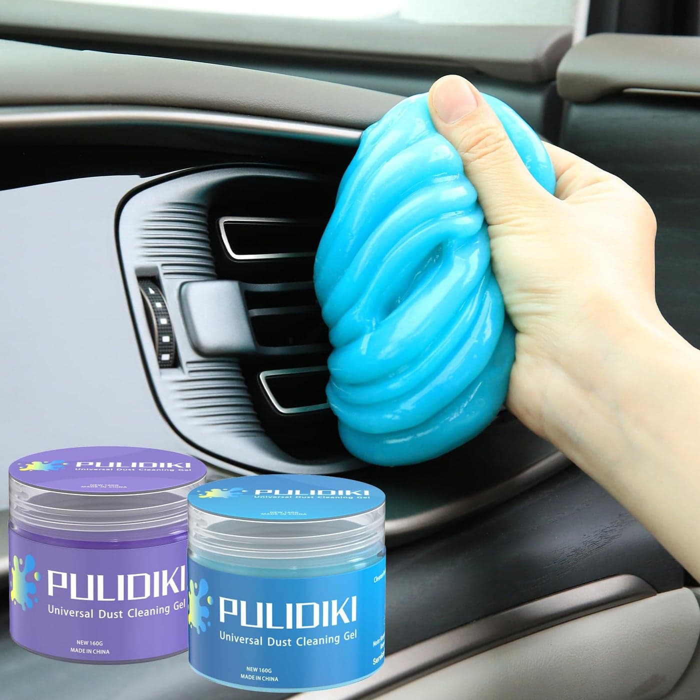 PULIDIKI Car Cleaning Gel for Car Detailing Putty Car Putty Auto Cleaning Kits Car Slime Cleaner Dust Cleaning Gel for Car Interior Cleaner Car Accessories Blue Purple 2Pack