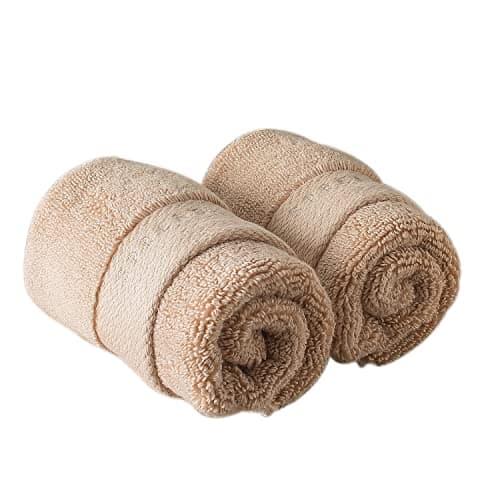 Spread Spain Resort Luxury Hotel & Spa Quality, 720 GSM Luxurious Cotton, 13x13 Inches 2 Piece Face Towel Set for Maximum Softness & Absorbency, Ultra-Durable - Beige