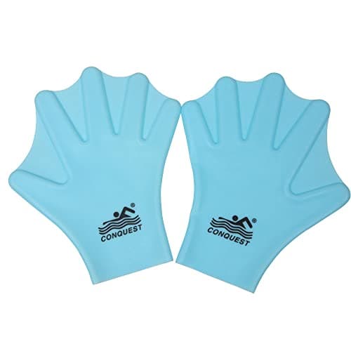 Silicone Webbed Swimming Gloves, Aqua Fit Swim Training Gloves Web Gloves Swimming, Closed Full Finger Webbed Water Gloves Unisex Adult,1 Pair