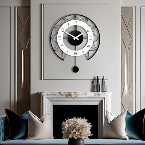 Nubilous Large World Map Wall Clock, Metal Minimalist Modern Clock, Round Silent Non-Ticking Battery Operated Wall Clocks for Living Room/Home/Kitchen/Bedroom/Office/School Decor (Black(ST-28), 40CM)