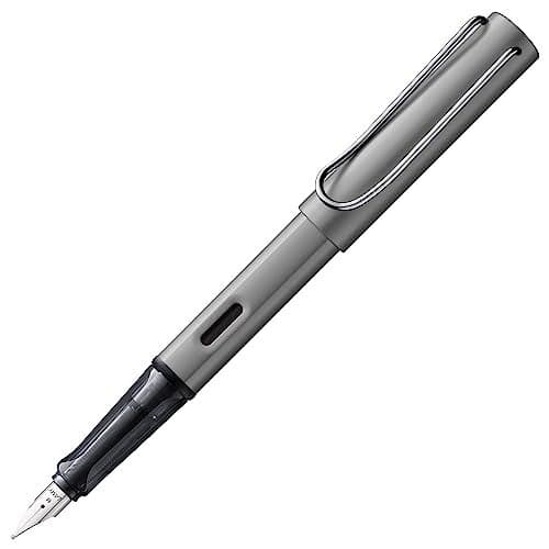LAMY ALstar graphite Fountain Pen with ergonomic grip polished steel nib in size M lightweight aluminum body including LAMY T 10 blue cartridge RightHanded