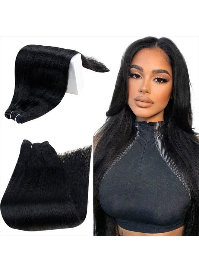 Human Hair Extensions Sew in Black Women 14 Inch 100g Straight Weft Hair Extensions Human Hair Short Brazilian Weft Human Hair Extensions Sew in Bundles Weaving Human Hair One Piece