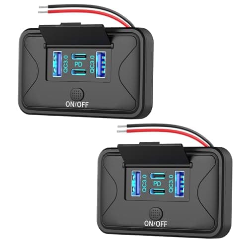 2 Pack 78W 4 Port 12V USB Outlet Wall Mount, Dual 36W PD & Dual 18W QC3.0 Lightweight Surface Mount Charger Socket Panel with Button Switch for Bus RV Truck Marine Golf Cart