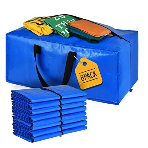 Moving Bags Storage Totes Extra Large Storage Bags for Moving Supplies College Dorm Essentials Bedroom Closet Packing Bags with Backpack Handles Zipper Compatible with IKEA Frakta Cart8 Pack