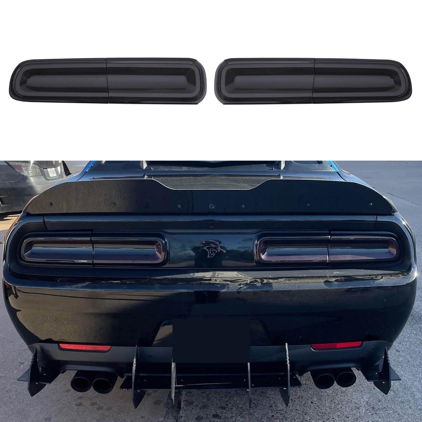 WildWell Challenger Tail Light Covers for 20152024 Dodge Challenger Accessories Rear Guard Trim Kit Exterior Frame Smoked Black 4Pcs