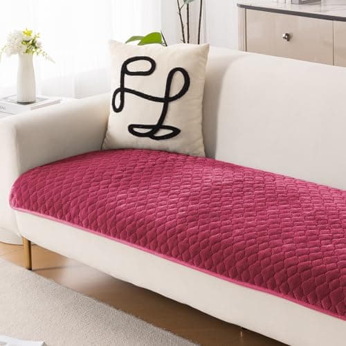 HOKIPO 'Diamond Plush' Premium Quilted Anti Slip Sofa Cover Mats for L Shape and 1/2/3 Seater Sofa. Make Your Own Sofa Cover Set, 70(D) x 220(L) cm, Wine (AR-5901-WINE)