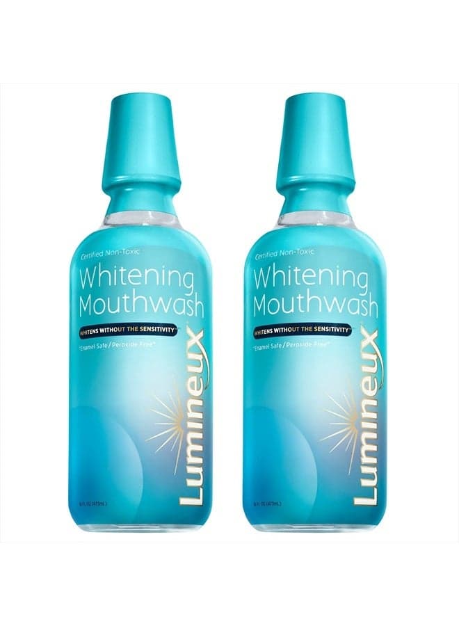 Teeth Whitening Mouthwash, 16 Oz. 2 Pack - Peroxide Free - Enamel Safe - Whitening Without The Sensitivity - Certified Non-Toxic - NO Alcohol, Fluoride & SLS Free