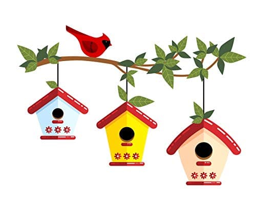 Heaven Decors Tree Branch with Bird Cage Wall Sticker Size (59 x 80) CM