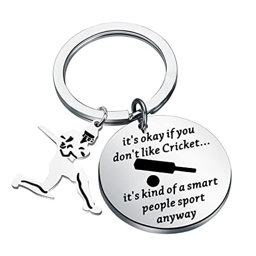 Gzrlyf Cricket Keychain - Funny Cricket Gifts for Lovers & Coaches (Smart Sport Theme)