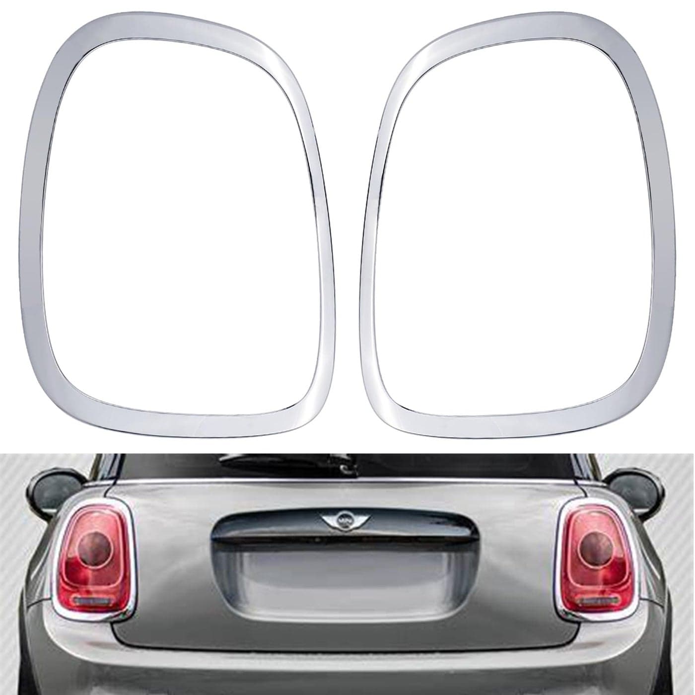 Osompar Tail Light Trim Ring Taillights Bezel Compatible with 20142021 Mini Cooper F55 F56 F57 Chrome 1Pair