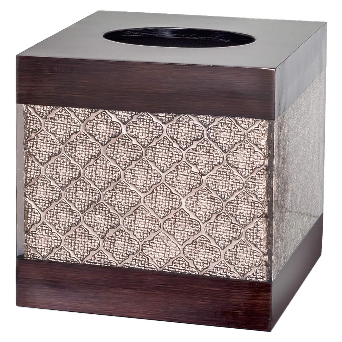 Dahlia Square Tissue Box Cover Modern Brown Tissue Box Holder for Bathroom Decorative Tissue Box Cover Square Elegant Brown Bathroom Decor Tissue Holders for Bathrooms