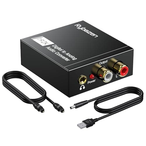 DAC 192KHz Digital to Analog Audio Converter, Optical to RCA Adapter with Coaxial Cable, Toslink Optical to 3.5mm Adapter for PS4 HD DVD Home Cinema Systems